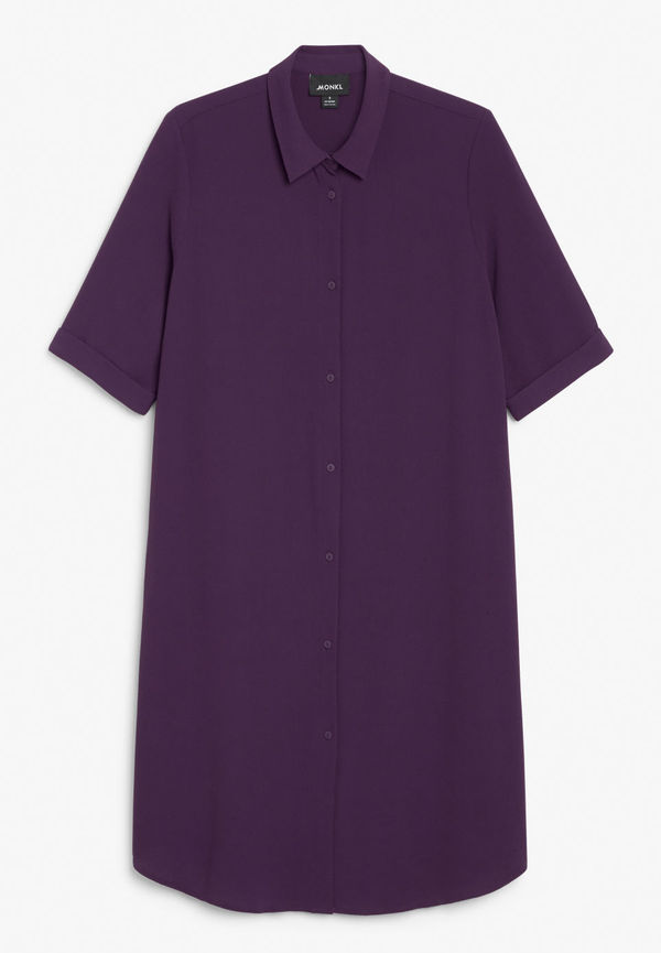 3/4 sleeve shirt dress - Purple