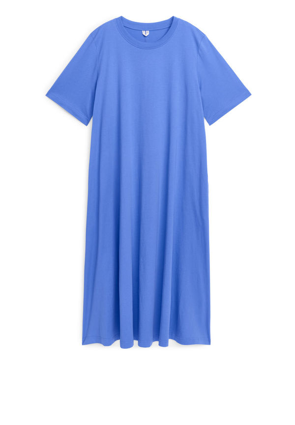 A-Line T-Shirt Midi Dress - Blue