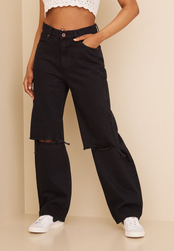 Abrand Jeans - High waisted jeans - A Slouch Jean Black Rip - Jeans