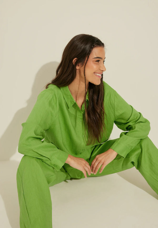 Amalie Star x NA-KD Linneskjorta - Green