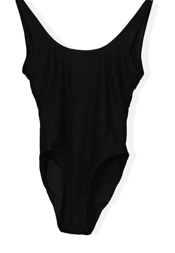 Black Swimsuit with Black Stripes