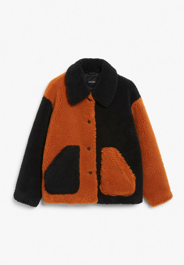 Block teddy jacket - Orange