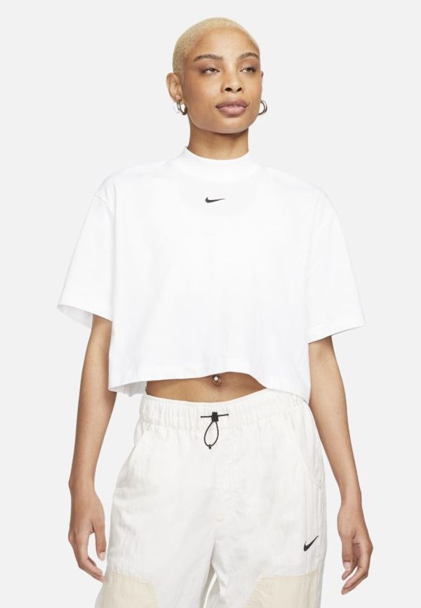 Boxformad tröja med ståkrage Nike Sportswear Essential för kvinnor - Vit