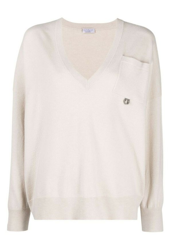 Brunello Cucinelli - Stickade tröjor & koftor - Beige - Dam - Storlek: L