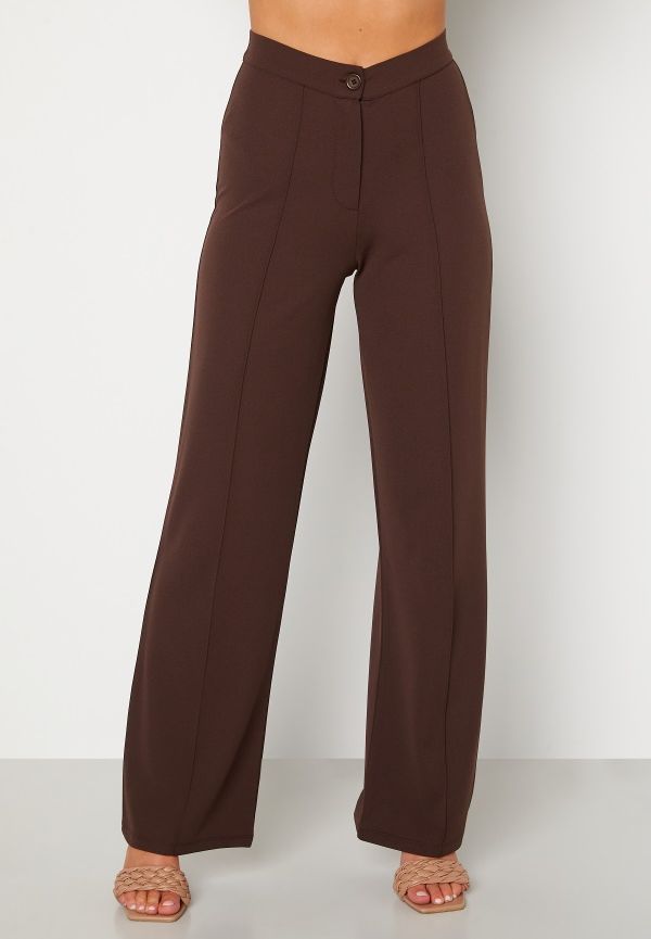 BUBBLEROOM Hilma soft suit trousers Dark brown M