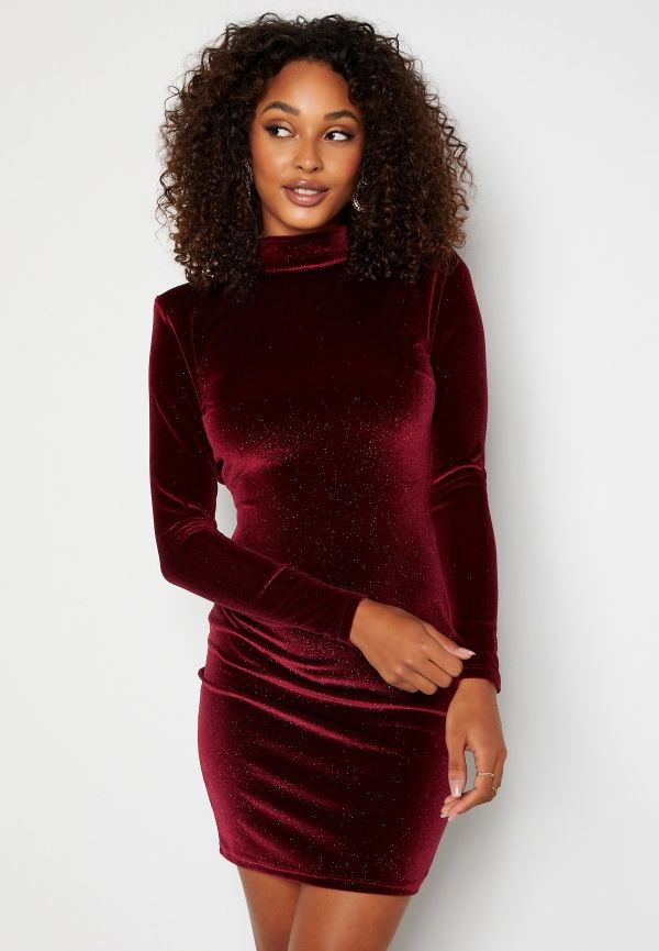BUBBLEROOM Nicoline Sparkling Dress Wine-red XL