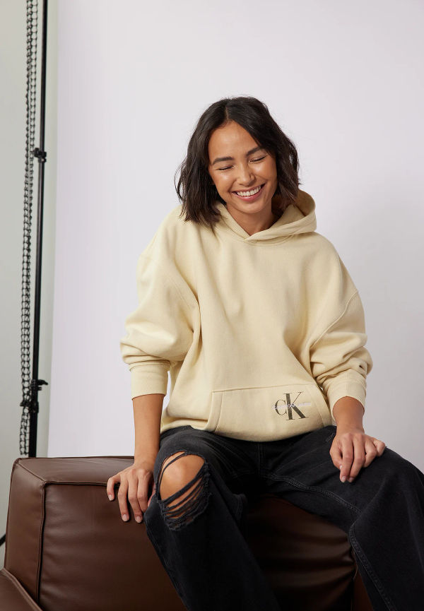 Calvin Klein for NA-KD Ekologisk boyfriend hoodie - Beige