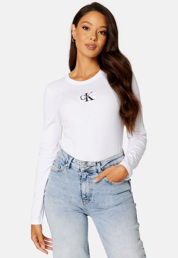 Calvin Klein Jeans Monogram Logo Long Sleeves YAF Bright White S