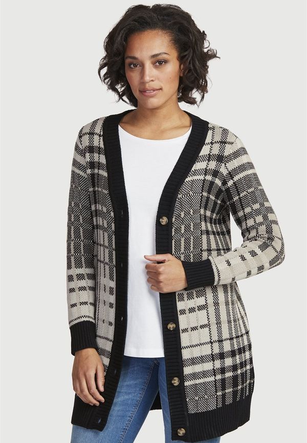 Cardigan med stickat rutmönster