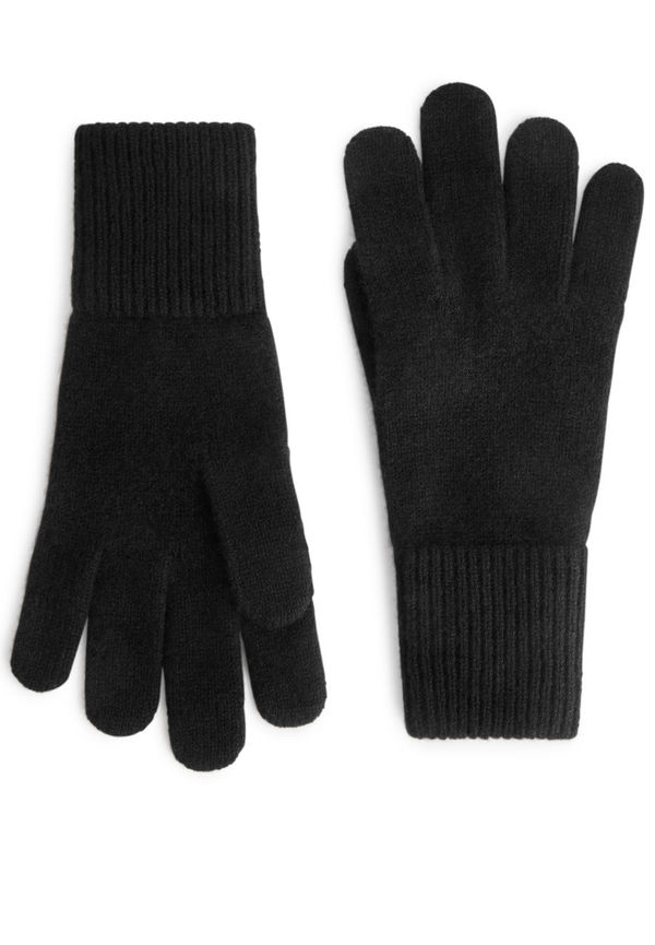 Cashmere Blend Gloves - Black