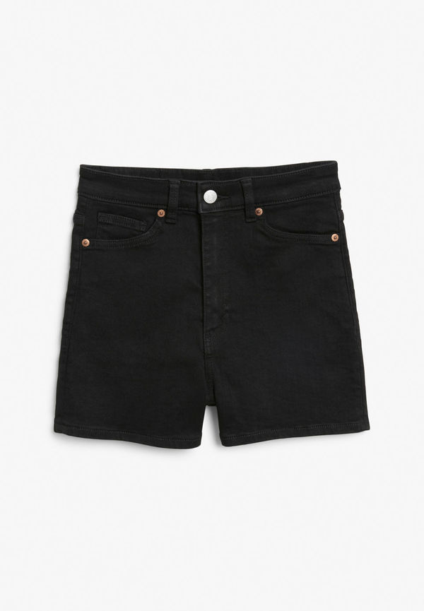 Classic high waist denim shorts - Black