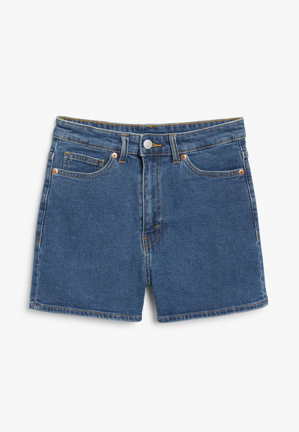 Classic high waist denim shorts - Blue