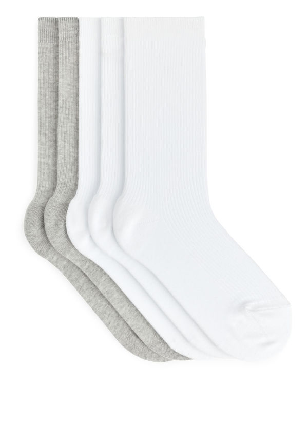 Cotton Rib Socks - White
