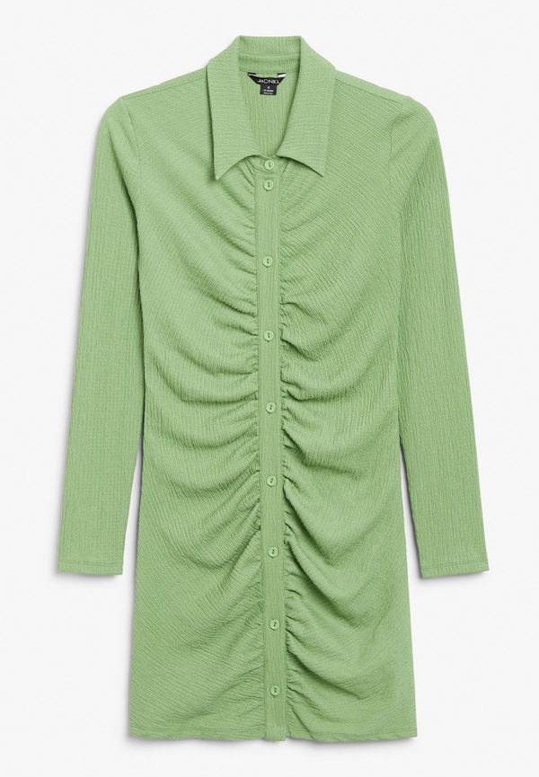 Crepe mini shirt dress - Green