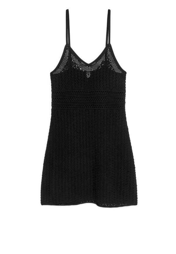 Crochet Strap Dress - Black