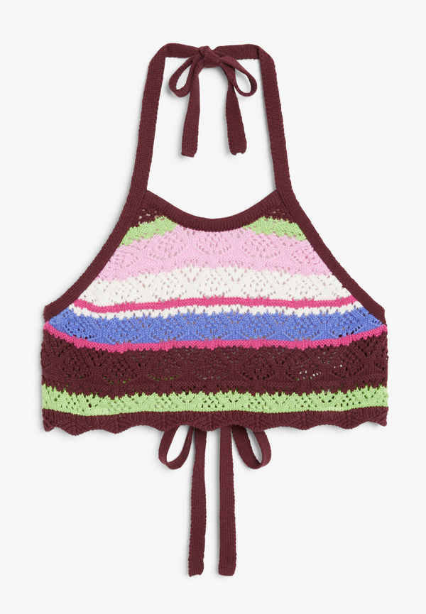 Crochet style crop top - Pink