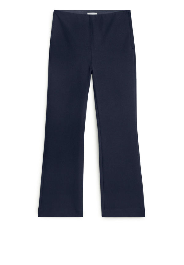 Cropped Cotton Stretch Trousers - Blue