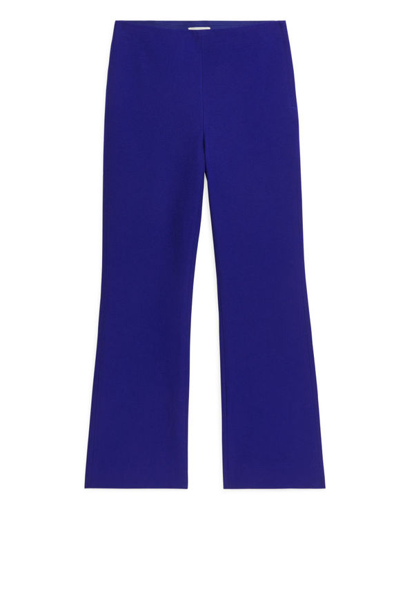 Cropped Cotton Stretch Trousers - Blue