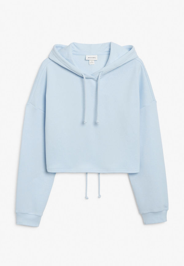 Cropped hoodie with cut out back - Blue