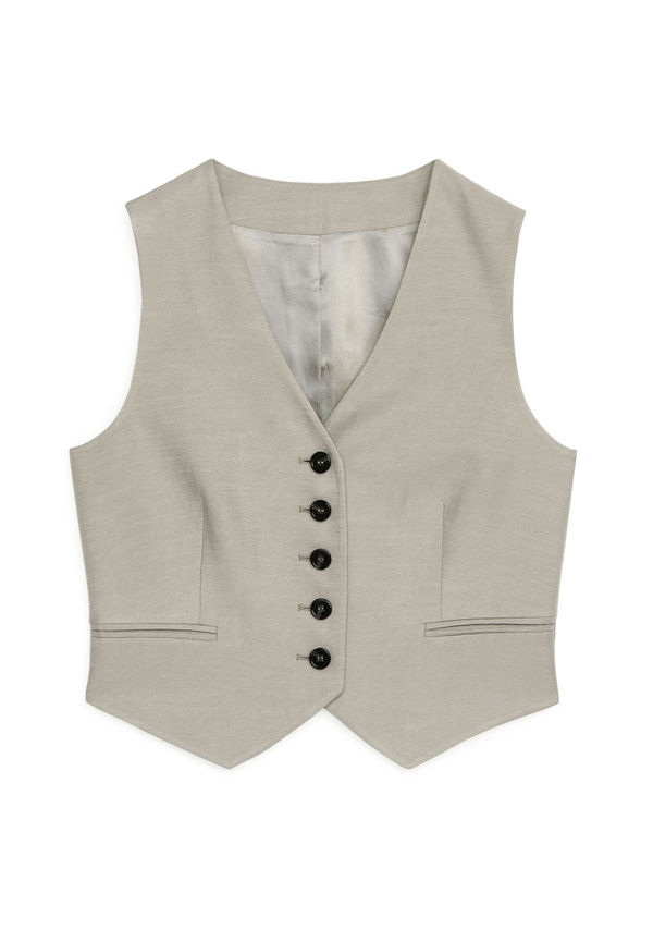 Cropped Waistcoat - Brown