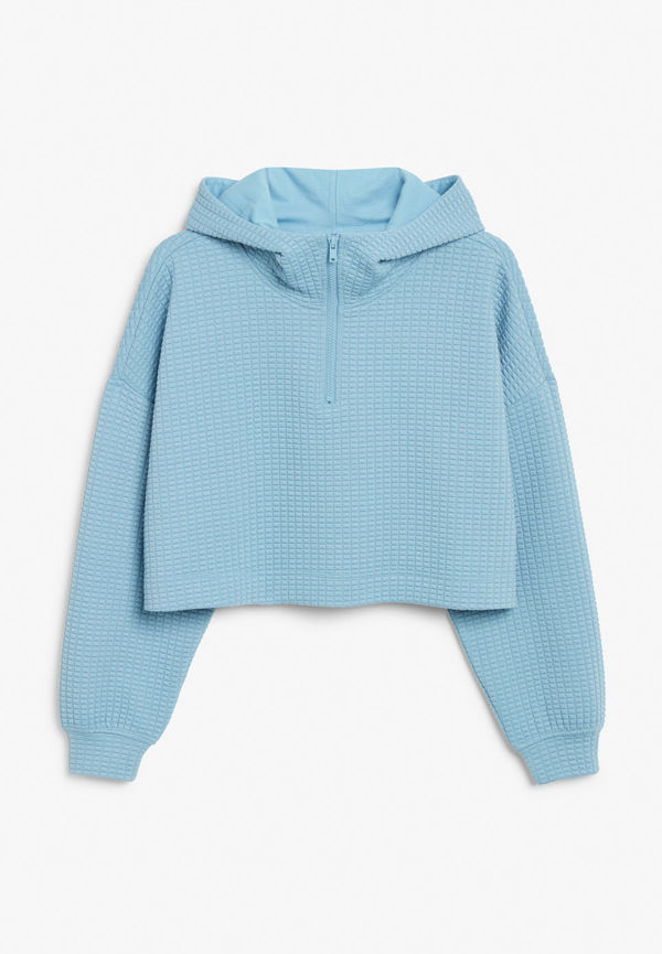 Cropped zip hoodie - Turquoise
