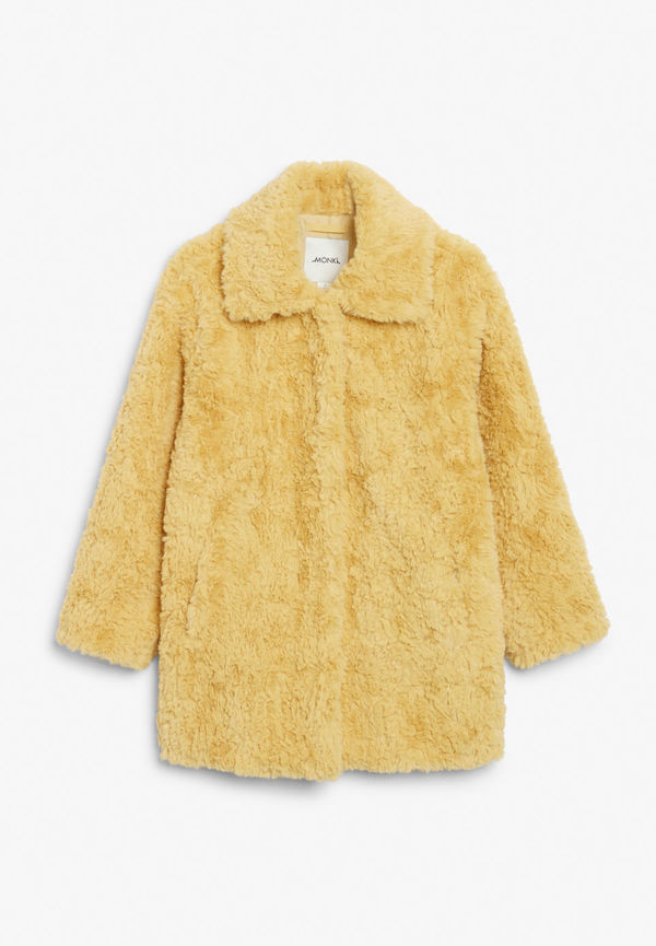 Faux fur coat - Yellow