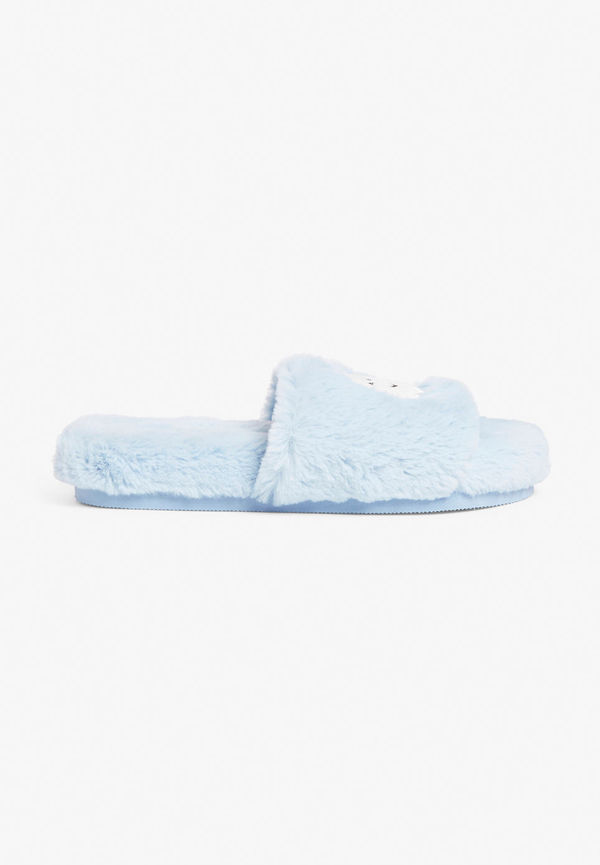 Faux fur slippers - Blue