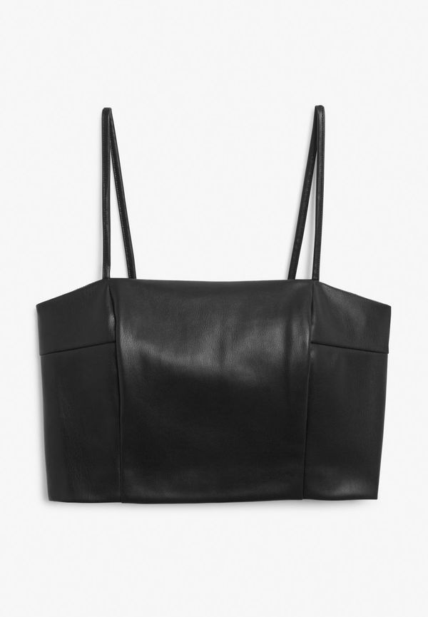Faux leather crop top - Black