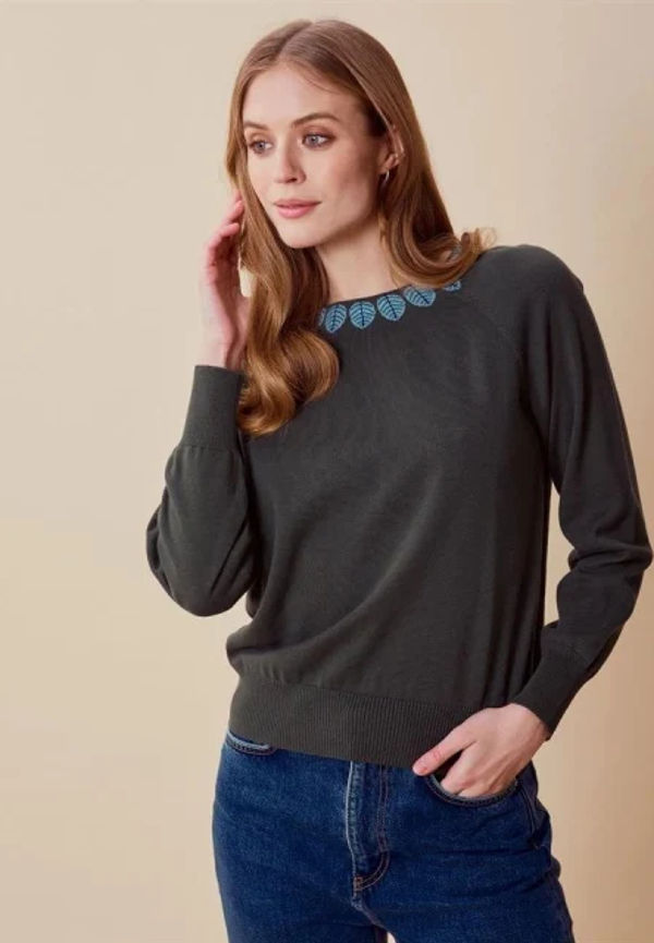 Finstickad Jumper Med Raglanärm - Penelope Darkgreen