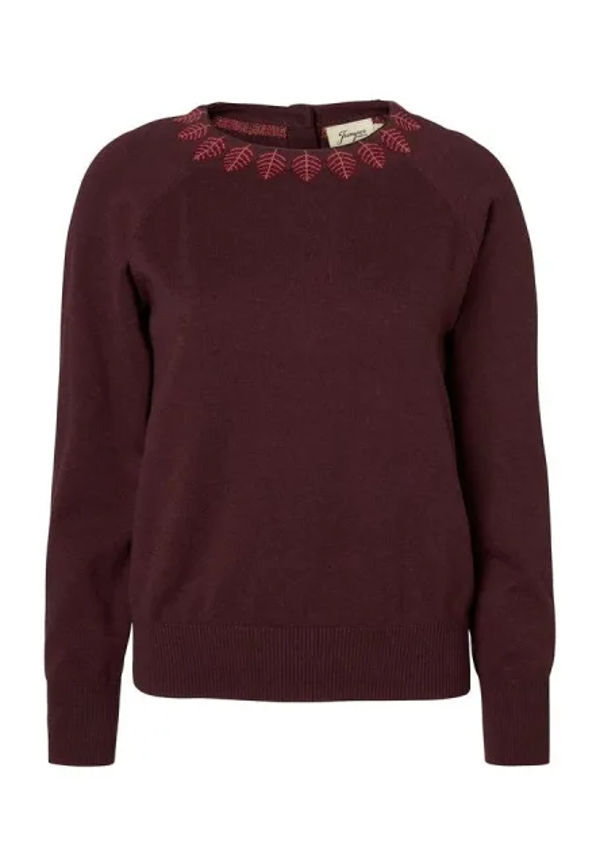 Finstickad Jumper Med Raglanärm - Penelope Wine