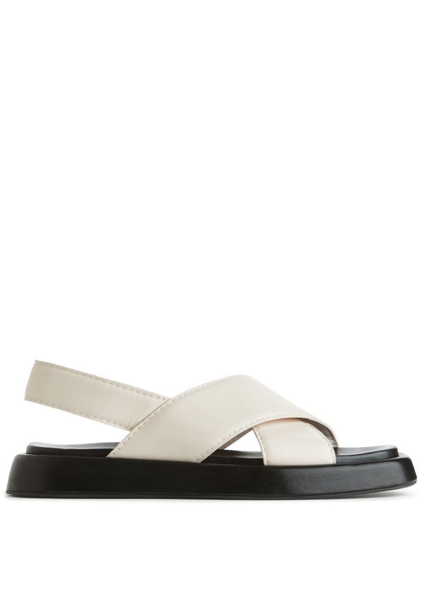 Flatform Leather Sandals - White