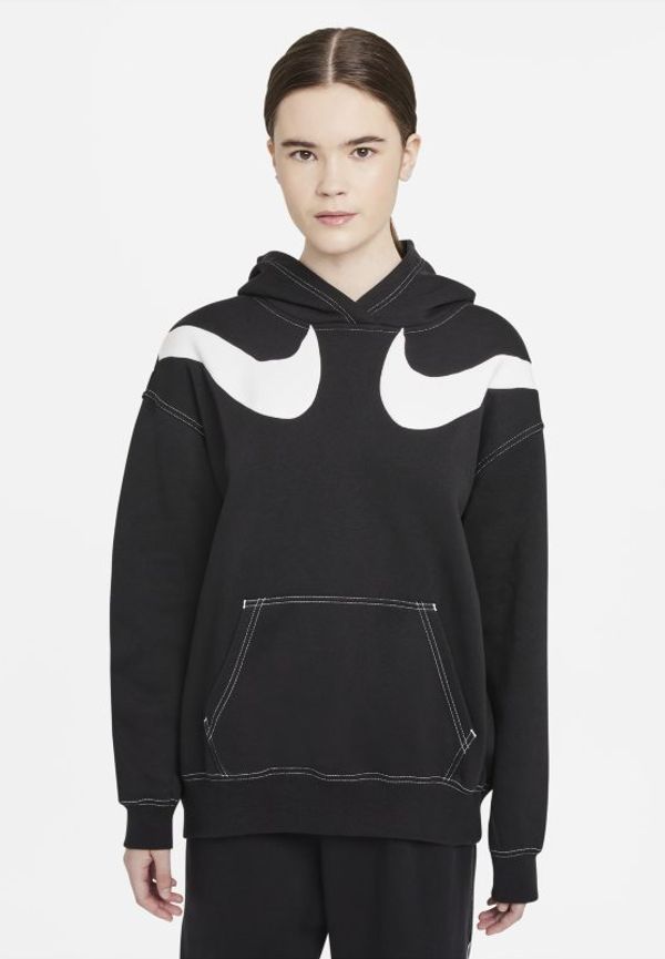Fleecehuvtröja i oversize-modell Nike Sportswear Swoosh för kvinnor - Svart