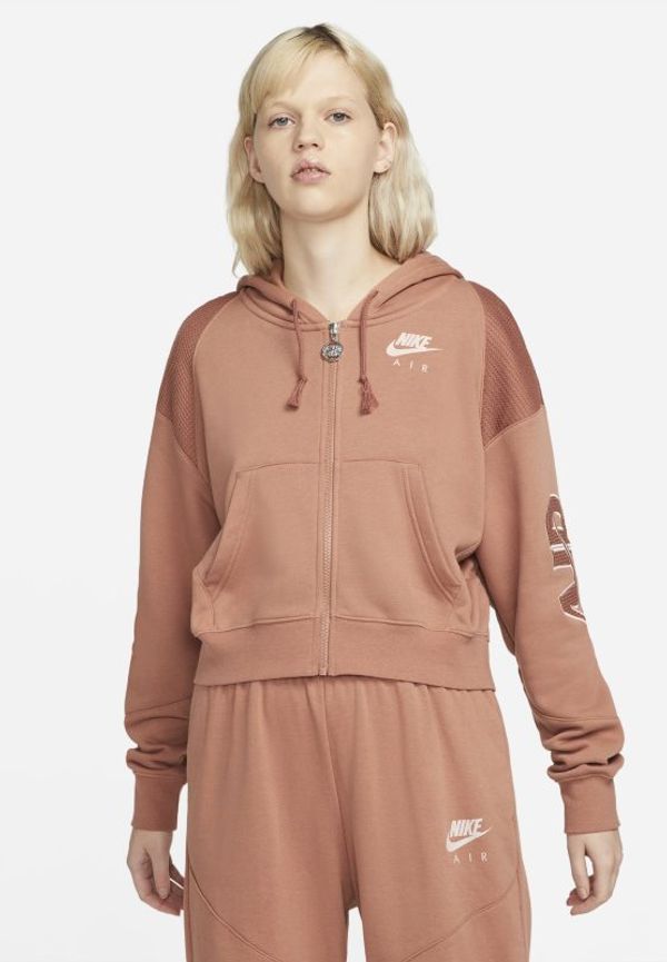 Fleecehuvtröja Nike Air i oversize-modell med hel dragkedja för kvinnor - Brun