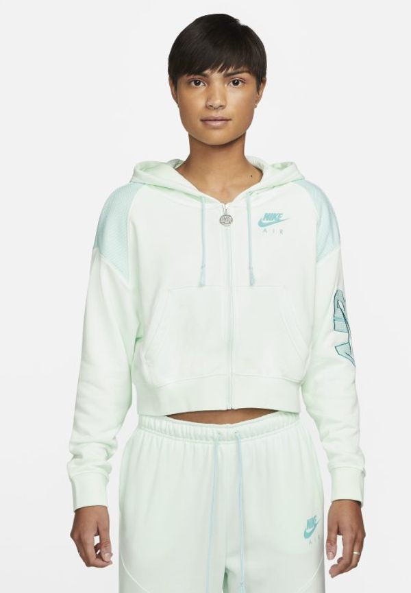 Fleecehuvtröja Nike Air i oversize-modell med hel dragkedja för kvinnor - Grön