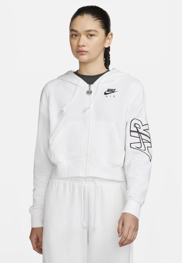 Fleecehuvtröja Nike Air i oversize-modell med hel dragkedja för kvinnor - Vit