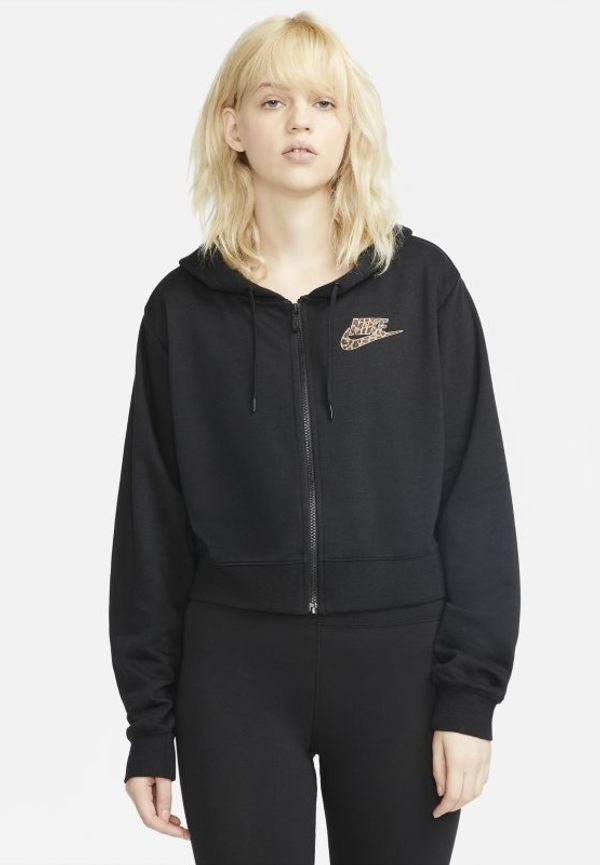 Fleecehuvtröja Nike Sportswear med dragkedja i fullängd för kvinnor - Svart