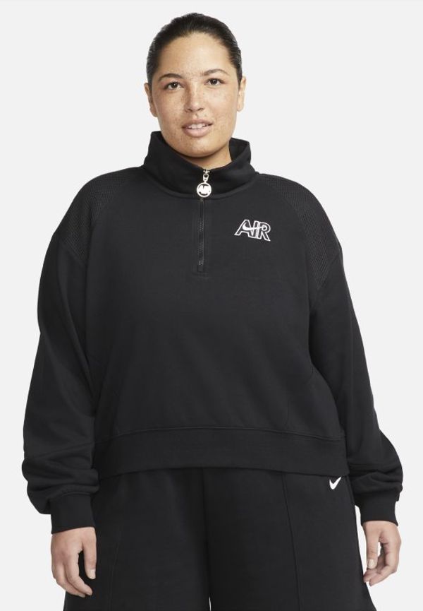 Fleecetröja med kvartslång dragkedja Nike Sportswear Air för kvinnor - Svart