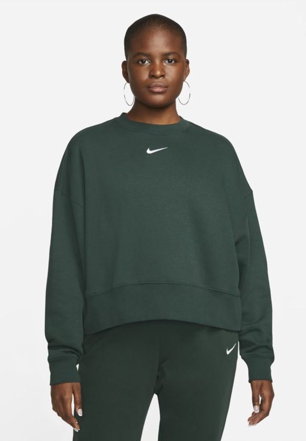 Fleecetröja Nike Sportswear Collection Essentials i oversize-modell med rund hals för kvinnor - Grön