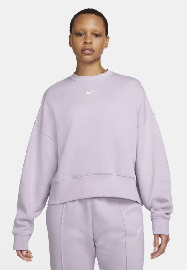 Fleecetröja Nike Sportswear Collection Essentials i oversize-modell med rund hals för kvinnor - Lila