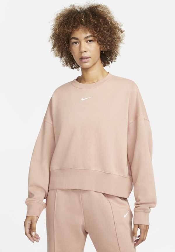 Fleecetröja Nike Sportswear Collection Essentials i oversize-modell med rund hals för kvinnor - Rosa