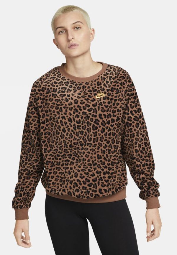 Fleecetröja Nike Sportswear med rund hals för kvinnor - Brun