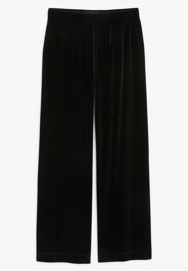 Flowy velvet trousers - Black