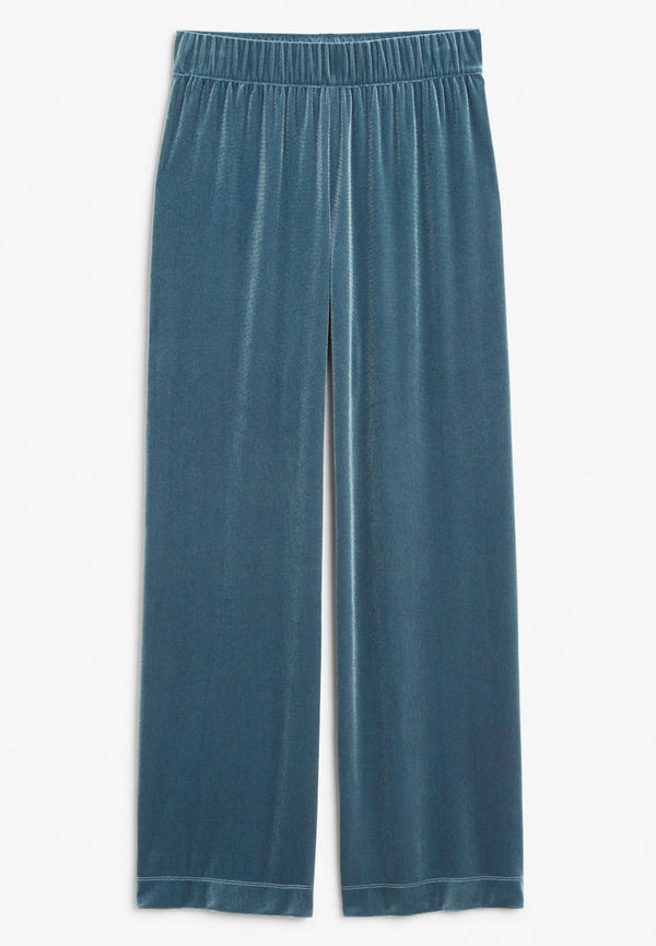 Flowy velvet trousers - Blue