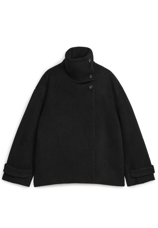 Fuzzy Wool-Blend Jacket - Black