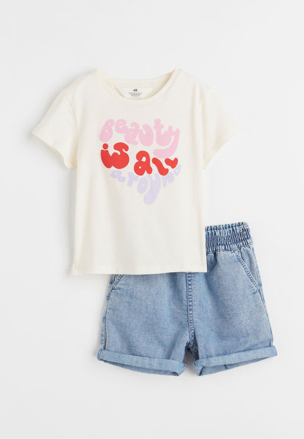 H & M - 2-delat set med t-shirt och shorts - Blå