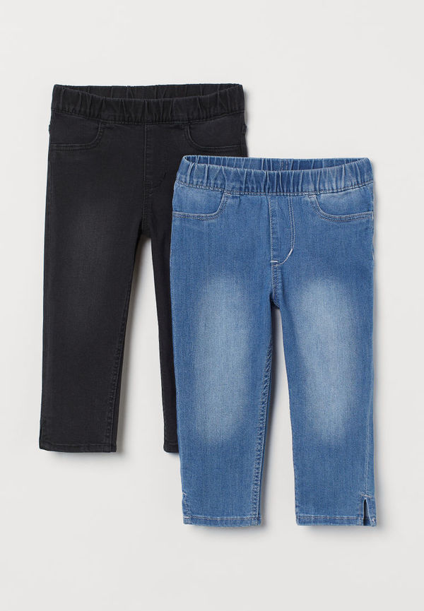H & M - 2-pack caprileggings i denim - Svart