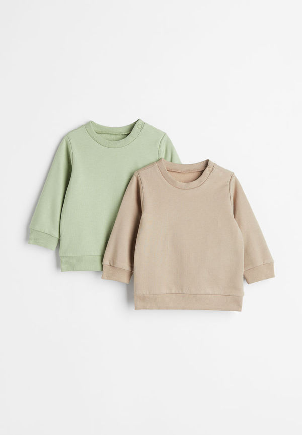 H & M - 2-pack sweatshirt i bomull - Grön