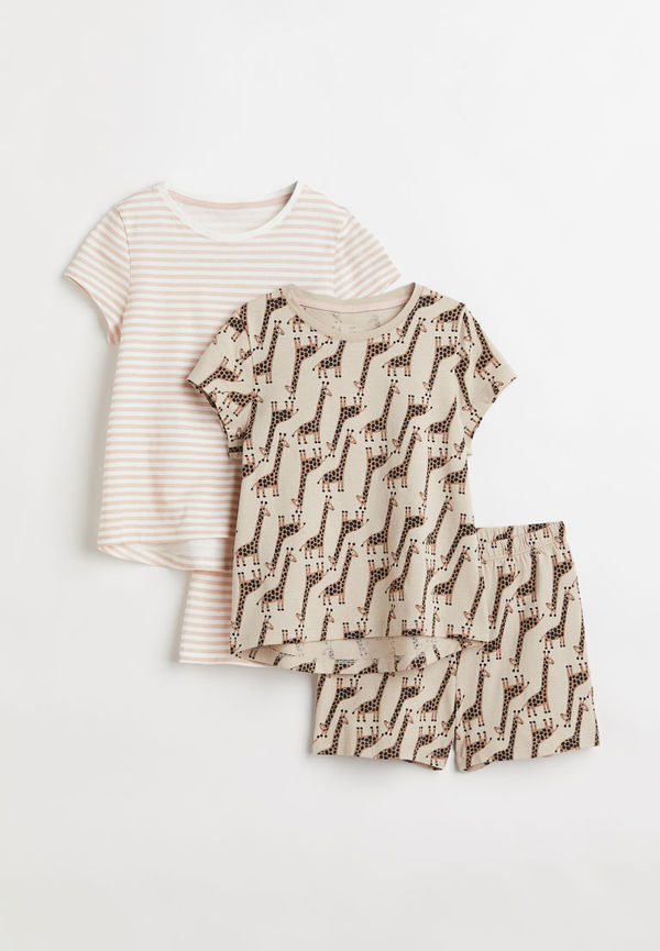H & M - 2-pack trikåpyjamas - Beige