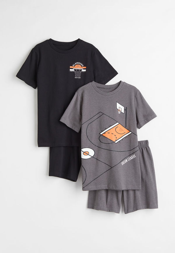 H & M - 2-pack trikåpyjamas - Svart