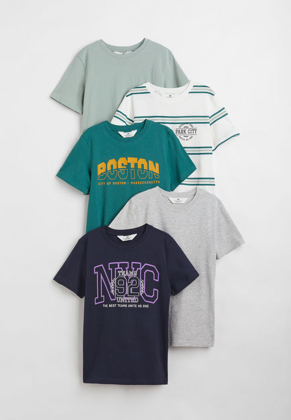 H & M - 5-pack t-shirt i bomull - Grön